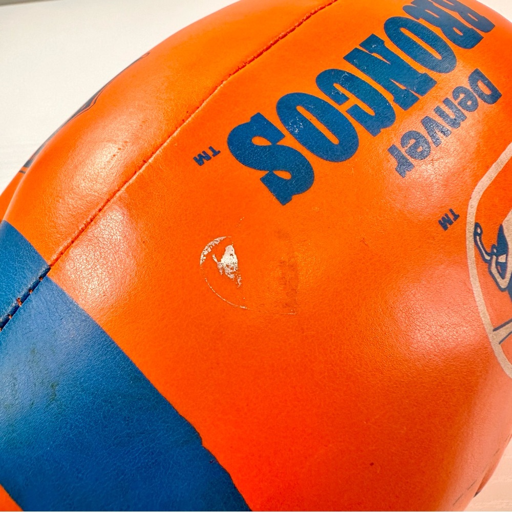 Vintage 1991 Denver Broncos Orange and Blue Stuffed Football NFL - Picture 5 of 16